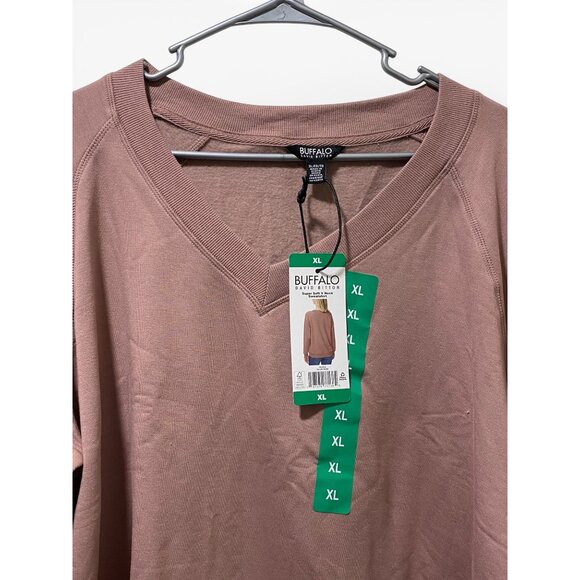 NWT Buffalo David Bitton Women Super Soft V-Neck Pullover Sweatshirt, T Rouse - Picture 3 of 11